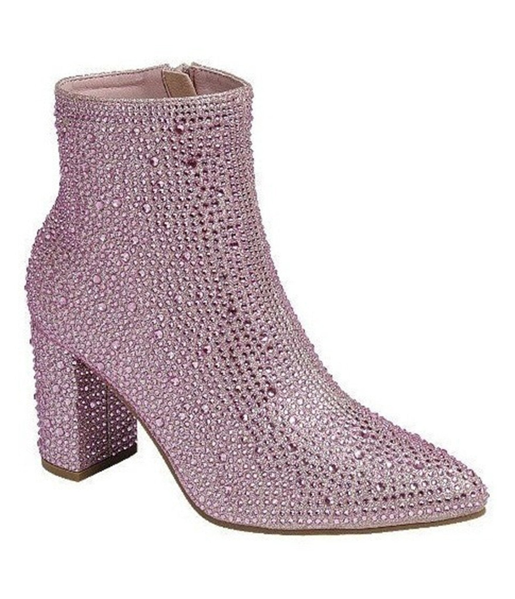 Pink Rhinestone Leatherette Ankle Boot - Unique Vintage - Womens, SHOES, BOOTS