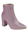 Pink Rhinestone Leatherette Ankle Boot