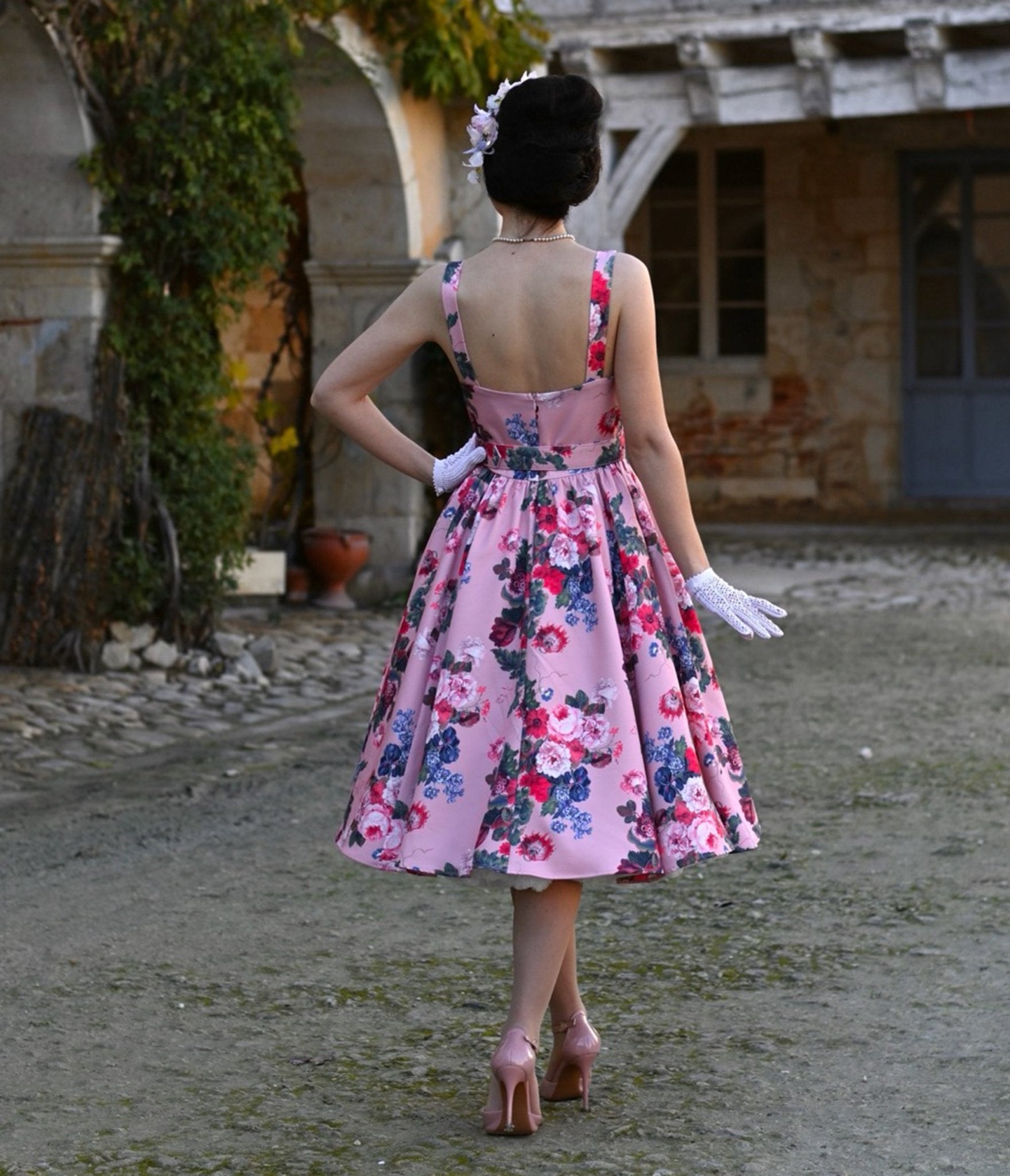 Pink Rosabelle Bloom Swing Dress - Unique Vintage - Swing Dresses