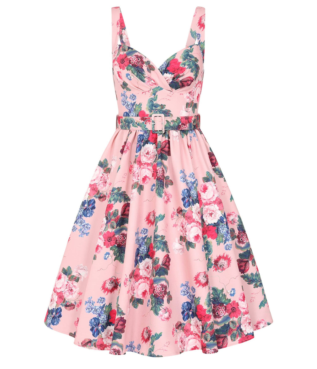 Pink Rosabelle Bloom Swing Dress - Unique Vintage - Swing Dresses