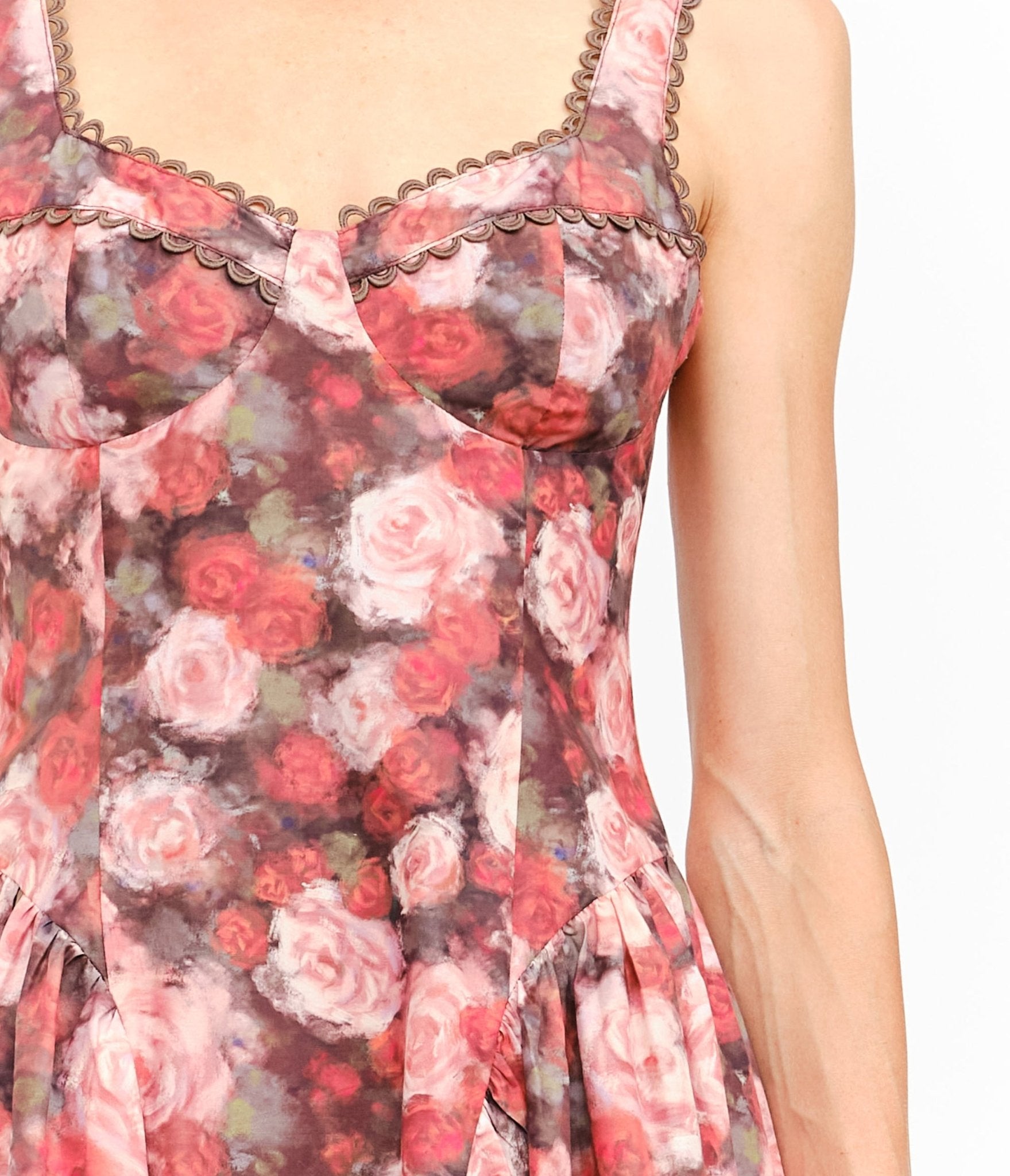 Pink Rose Cotton Midi Dress - Unique Vintage - Womens, DRESSES, MIDI