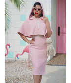 Pink Sequin Tweed Helena Capelet Set - Unique Vintage - Womens, DRESSES, VINTAGE