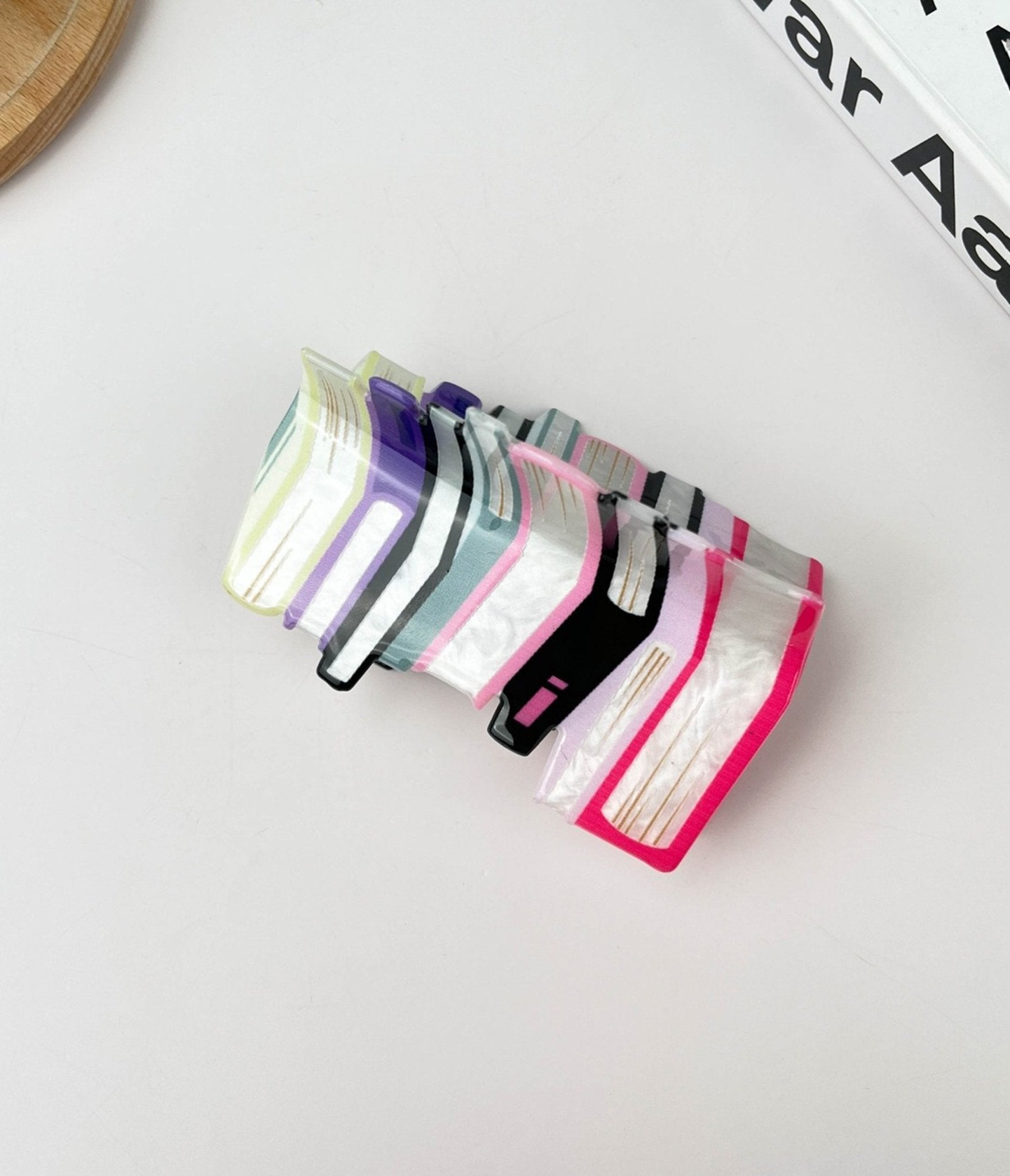 Pink Stacked Books Hair Claw Clip - Unique Vintage - Womens, ACCESSORIES, HAIR