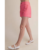 Pink Twill Scallop Pocket Shorts - Unique Vintage - Womens, BOTTOMS, SHORTS