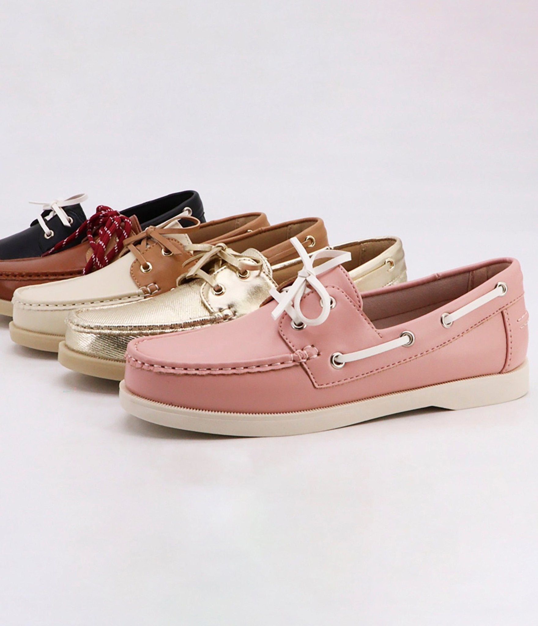 Pink & White Boat Shoes - Unique Vintage - Womens, SHOES, FLATS