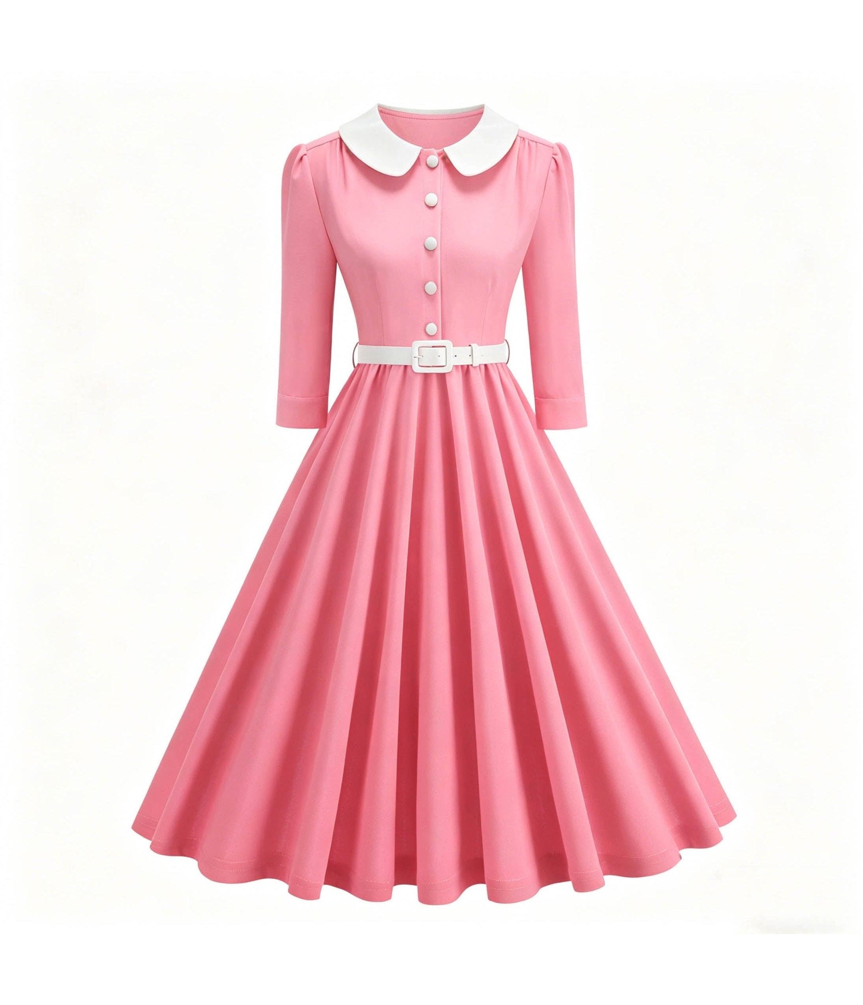 pink and white women's dress & Collared Three Quarter Sleeve Swing Medium Club 33 Disney Dress This pink lace mini swatches-carette-strapless-mini-dress Color:Light Blue/ Light Stone