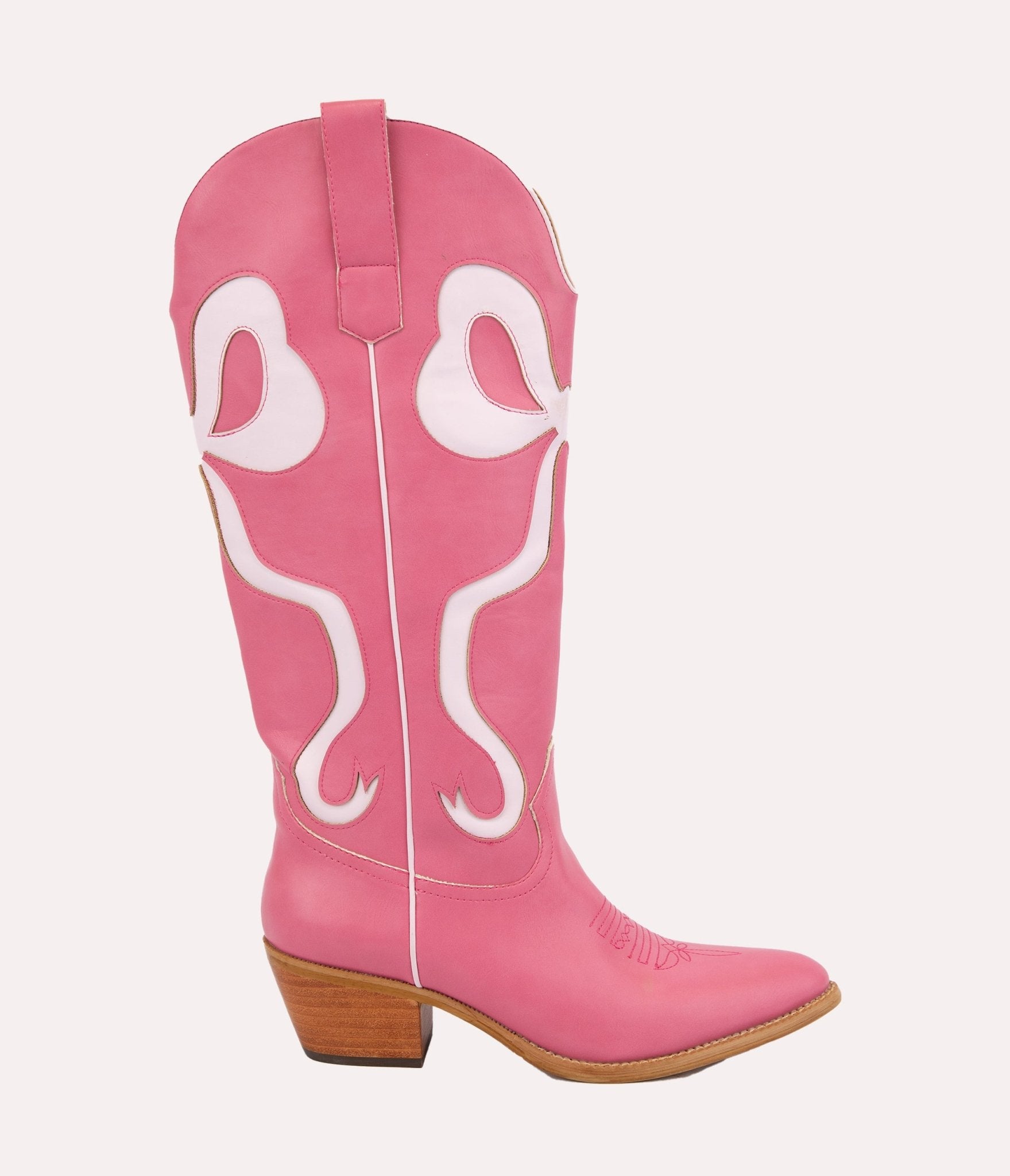 Pink & White Ruby Bow Cowboy Boots - Unique Vintage - Womens, SHOES, BOOTS