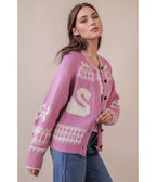 Pink & White Swan Knit Cardigan - Unique Vintage - Womens, TOPS, OUTERWEAR