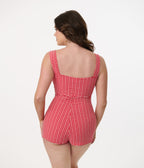 Pinky Pinups 1950s Red Gingham One Piece Swimsuit - Unique Vintage - Womens, SWIM, 1 PC