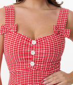 Pinky Pinups 1950s Red Gingham One Piece Swimsuit - Unique Vintage - Womens, SWIM, 1 PC