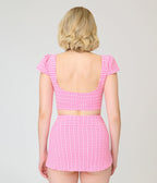 Pinky Pinups Pink Gingham Bow Accent Swim Skirt - Unique Vintage - Womens, SWIM, 1 PC