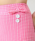 Pinky Pinups Pink Gingham Bow Accent Swim Skirt - Unique Vintage - Womens, SWIM, 1 PC