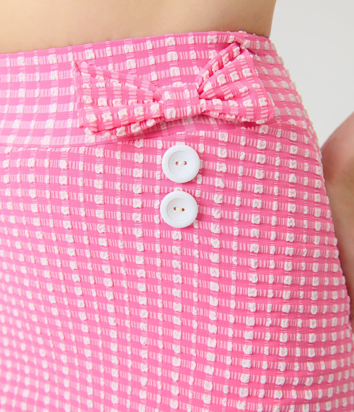 Pinky Pinups Pink Gingham Bow Accent Swim Skirt - Unique Vintage - Womens, SWIM, 1 PC
