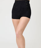 Pinky Pinups Textured Black High Waist Sailor Swim Bottoms - Unique Vintage - Womens, SWIM, BOTTOM