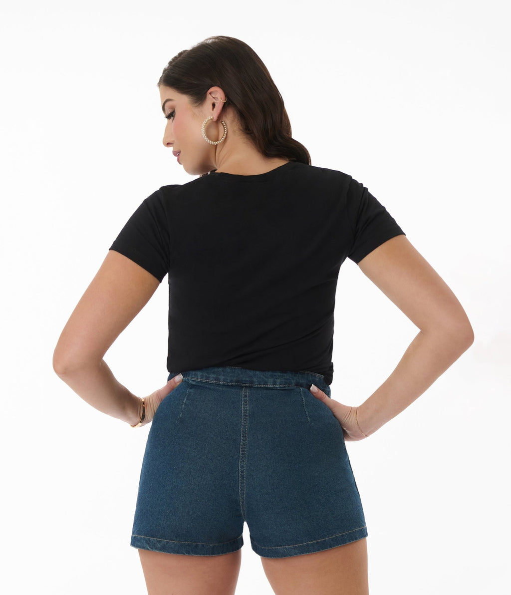 Pinky Star Lipstick Junkie Pin Up Graphic Tee - Unique Vintage - Womens, TOPS, TEES