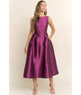 Plum Shimmer Sleeveless Midi Dress