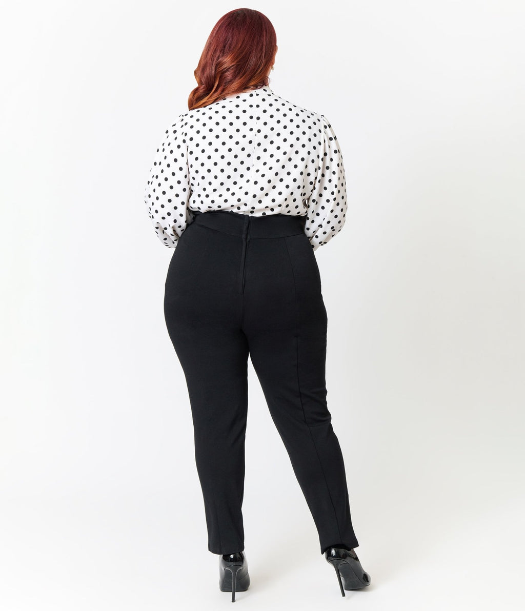 Plus Size Black Cigarette Pants - Unique Vintage - Pants