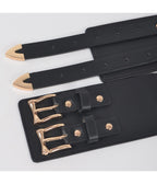 Plus Size Black Faux Leather Double Buckle Belt - Unique Vintage - Womens, ACCESSORIES, BELTS