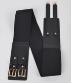 Plus Size Black Faux Leather Double Buckle Belt - Unique Vintage - Womens, ACCESSORIES, BELTS