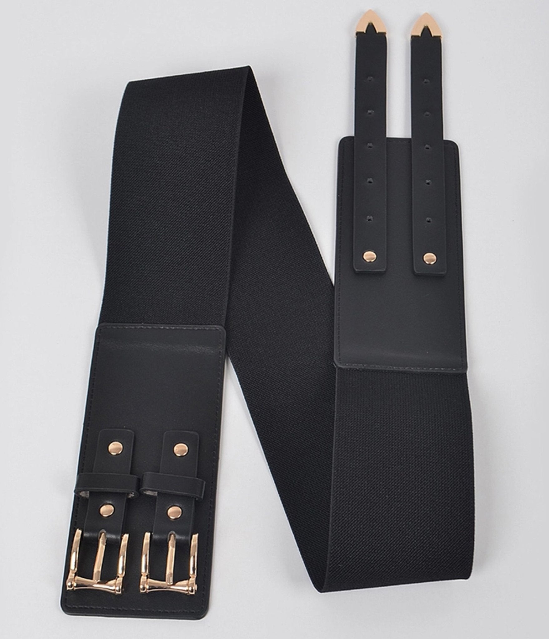 Plus Size Black Faux Leather Double Buckle Belt - Unique Vintage - Womens, ACCESSORIES, BELTS
