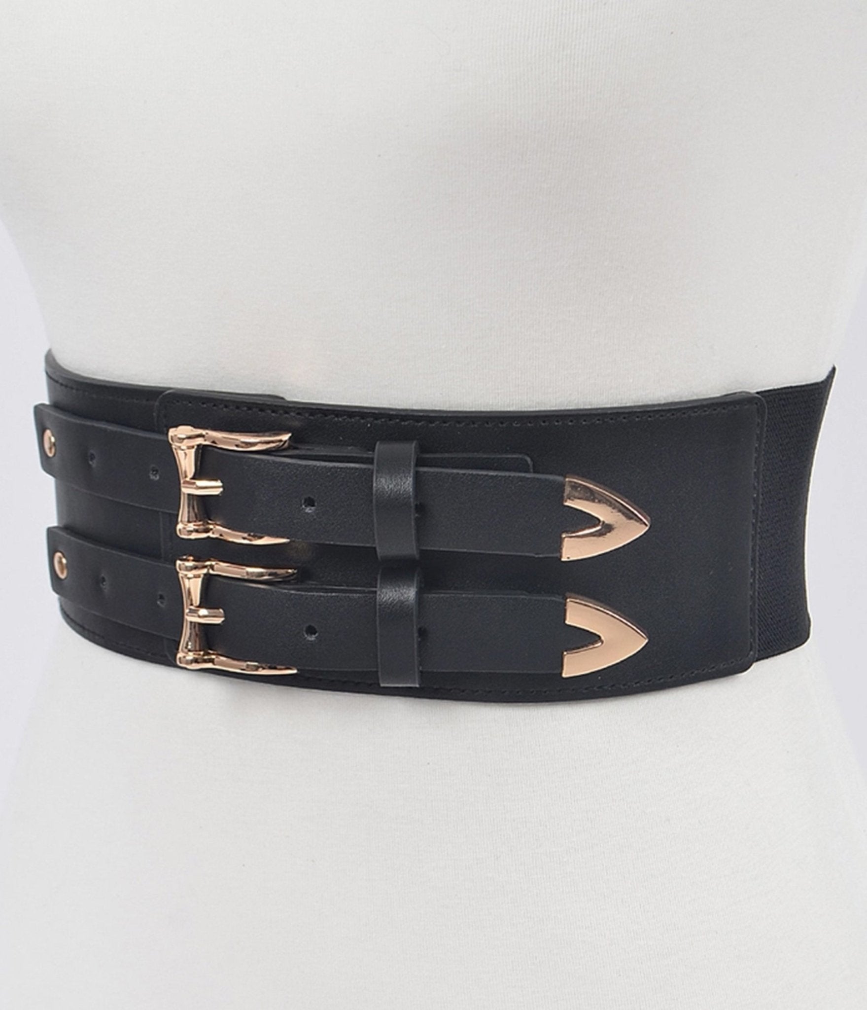 小物 double buckle leather belt archive dark Plus Size Black Faux Leather Double Buckle Belt – Unique Vintage