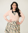 Plus Size Blush Three Quarter Sleeve Crop Cardigan