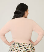 Plus Size Blush Three Quarter Sleeve Crop Cardigan - Unique Vintage - Womens, TOPS, SWEATERS