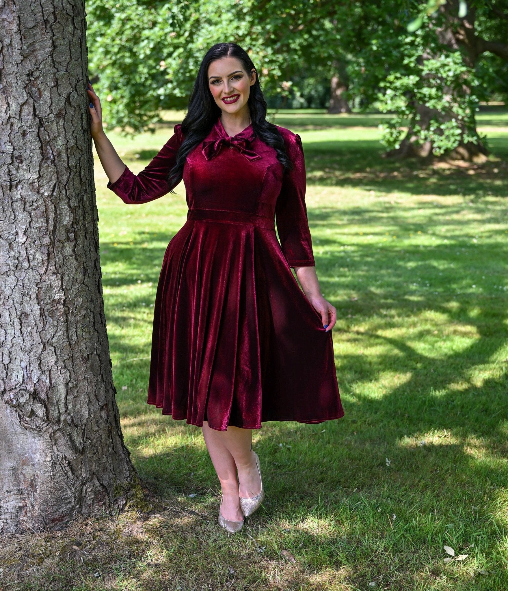 Plus Size Burgundy Velvet Sylvie Swing Dress Unique Vintage Plus Size Burgundy Velvet Sylvie Swing Dress Unique Vintage
