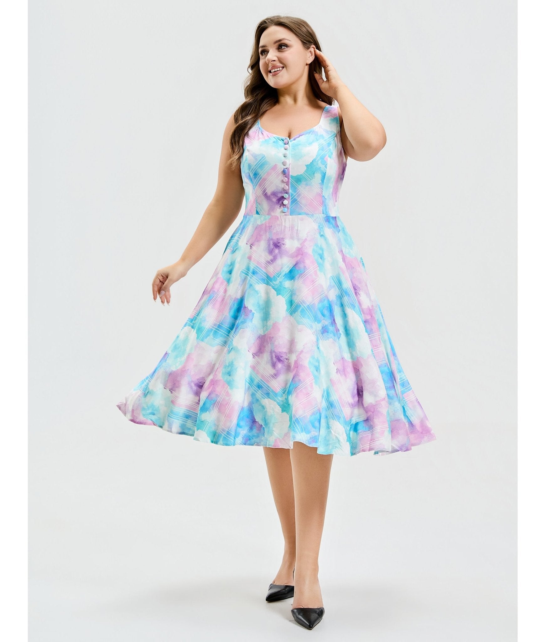 cotton candy color dress Cotton Candy Skater Dress: Pastel Tie-Dye Print, Women's Clothing