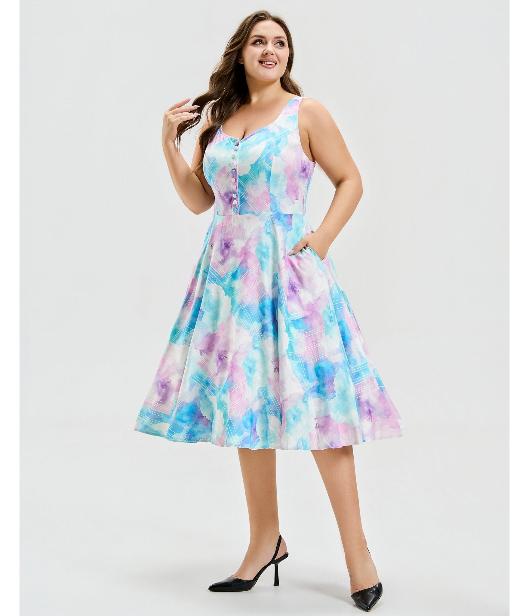 Plus Size Cotton Candy Skies Heidi Dress - Unique Vintage - Womens, DRESSES, SWING