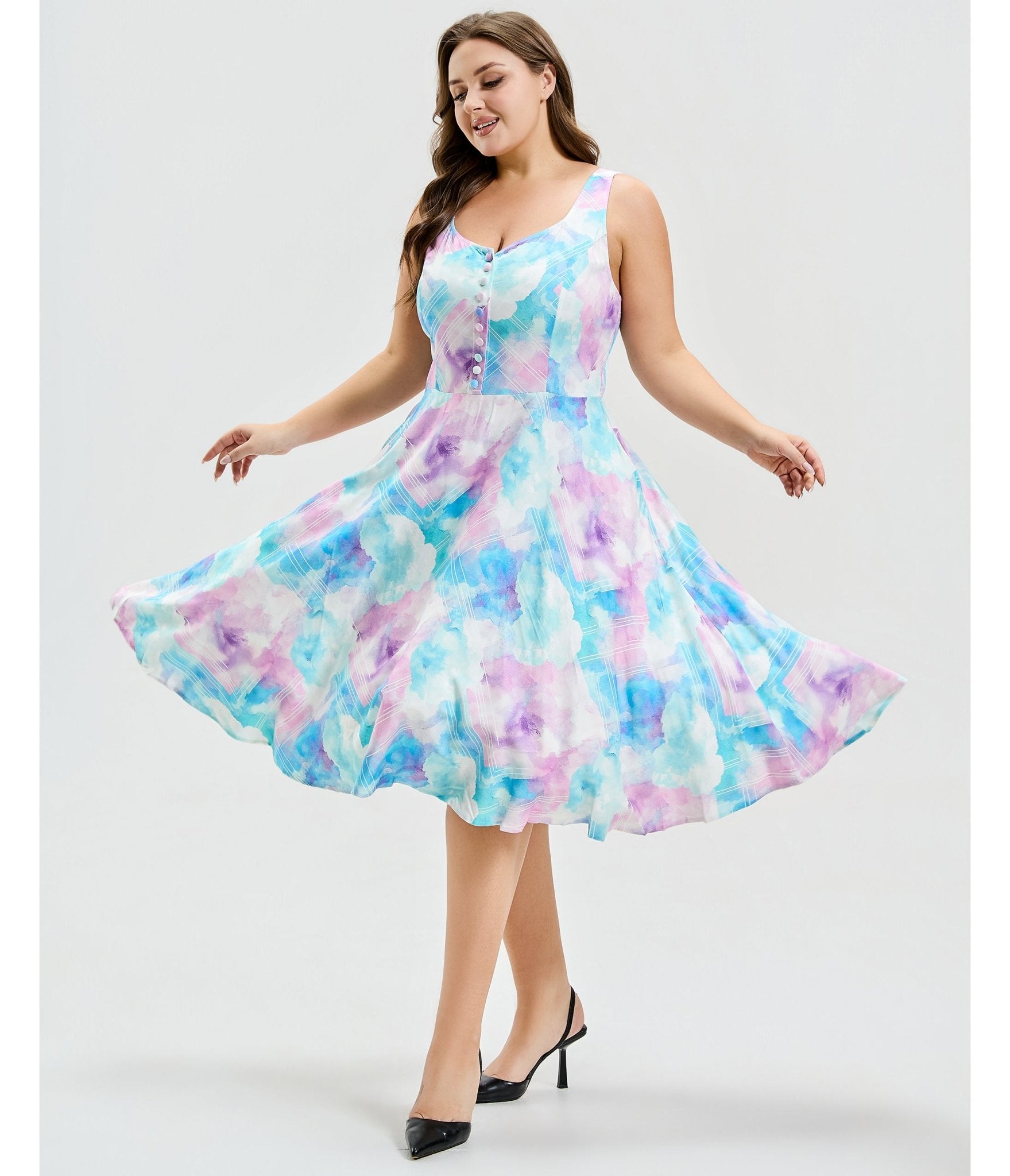 Plus Size Cotton Candy Skies Heidi Dress - Unique Vintage - Womens, DRESSES, SWING