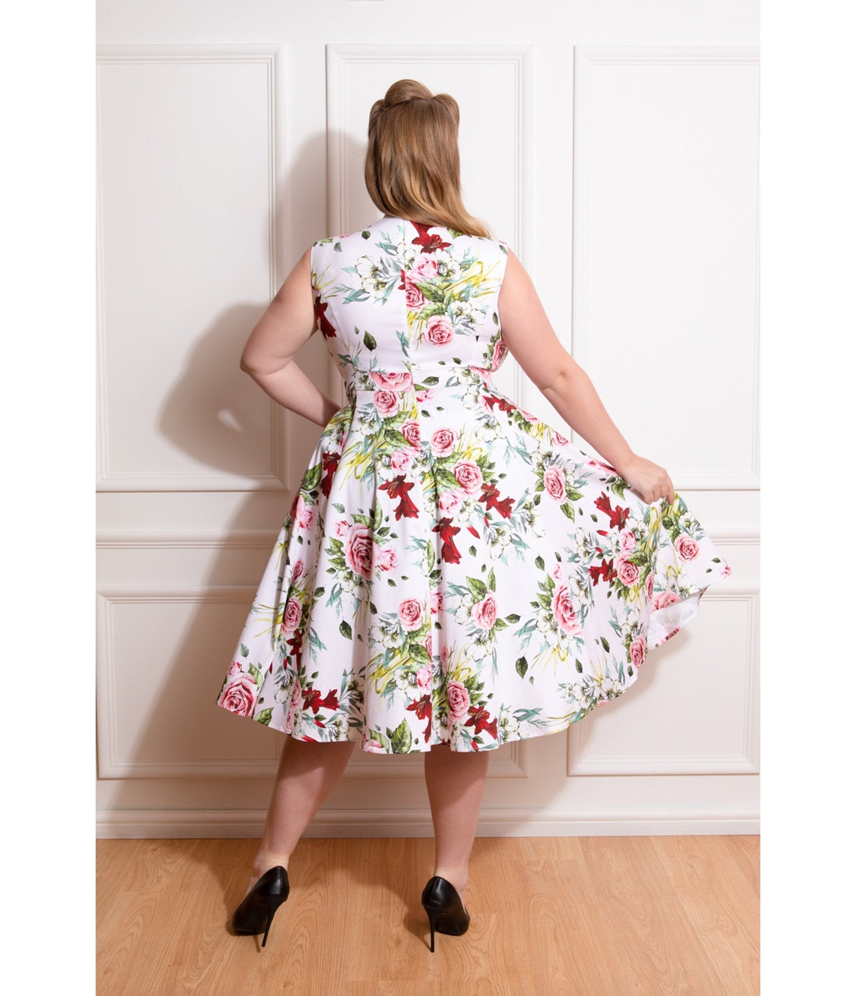 Plus Size Floral Print Carole Swing Dress - Unique Vintage - Womens, DRESSES, SWING