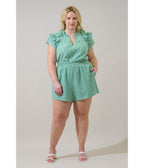 Plus Size Green Gingham Ruffle Tamara Top - Unique Vintage - Womens, TOPS, SHIRTS