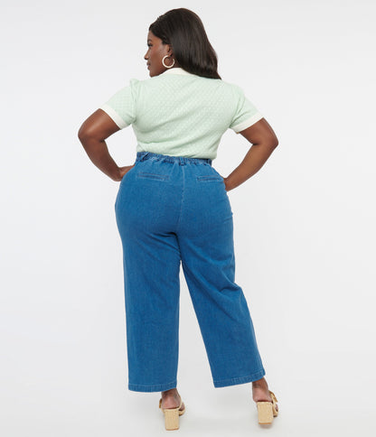 Plus Size Light Wash Denim Jeans - Unique Vintage - Womens, BOTTOMS, JEANS
