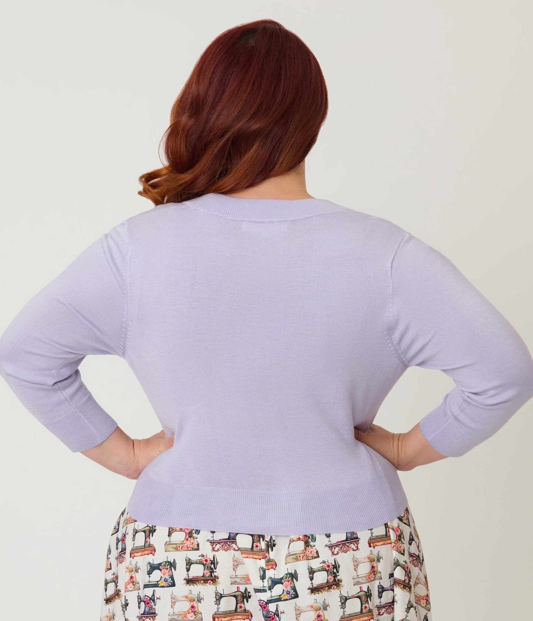 Plus Size Lilac Three Quarter Sleeve Crop Cardigan - Unique Vintage - Womens, TOPS, SWEATERS