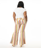Plus Size Multicolor Striped Western Denim Bell Bottoms - Unique Vintage - Womens, BOTTOMS, PANTS