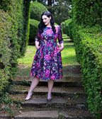 Plus Size Purple Floral Bea Swing Dress - Unique Vintage - Womens, DRESSES, SWING