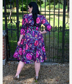Plus Size Purple Floral Bea Swing Dress - Unique Vintage - Womens, DRESSES, SWING