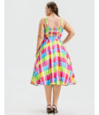 Plus Size Rainbow Plaid Lori Swing Dress - Unique Vintage - Womens, DRESSES, SWING