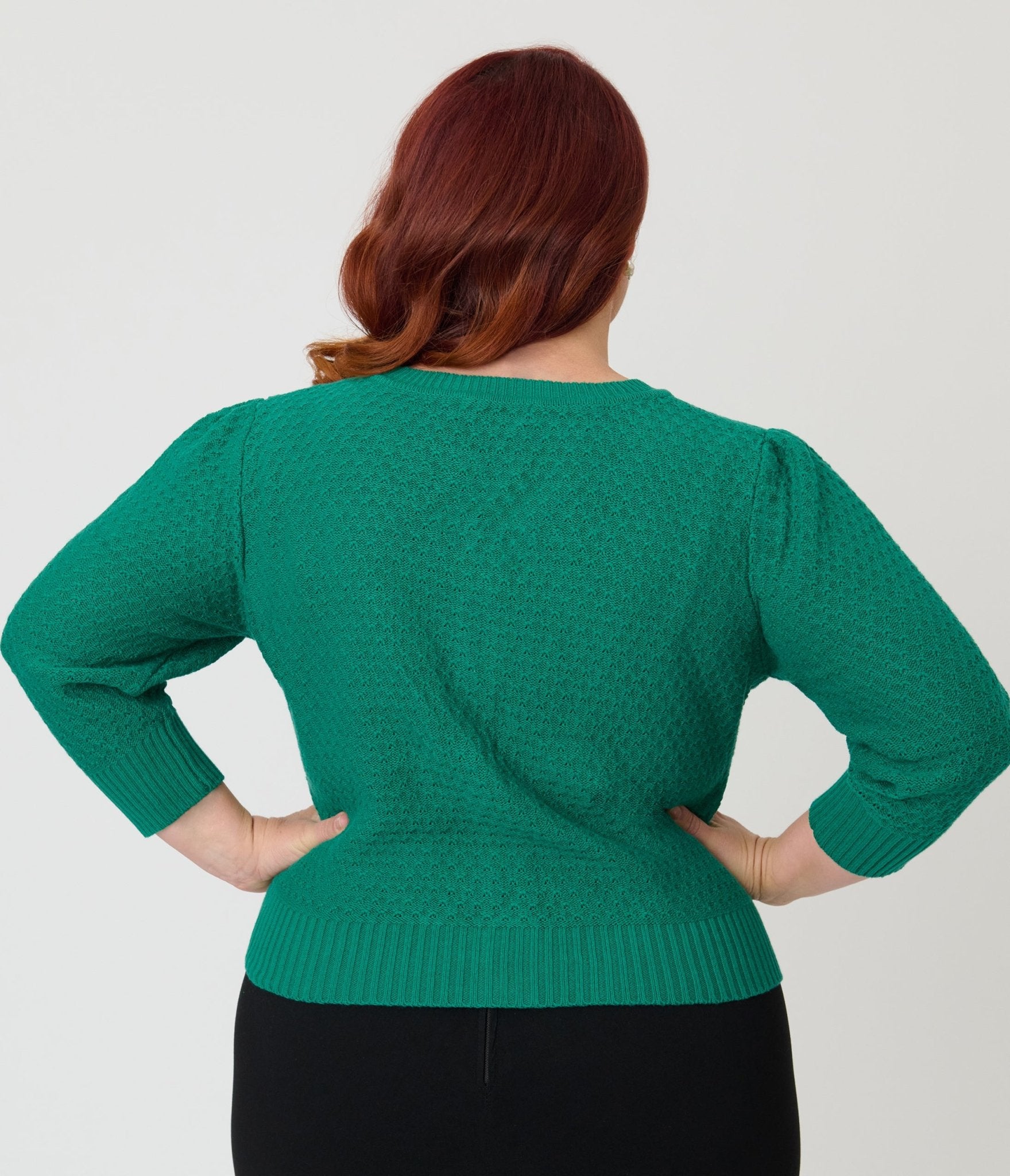 Plus Size Retro Style Kelly Green Crochet Cardigan - Unique Vintage - Womens, TOPS, SWEATERS