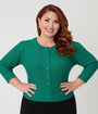 Plus Size Retro Style Kelly Green Crochet Cardigan