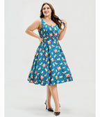 Plus Size Teal Perfectly Poodle Heidi Dress - Unique Vintage - Womens, DRESSES, SWING