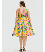 Plus Size Yellow Hibiscus Floral Print Heidi Dress - Unique Vintage - Womens, DRESSES, SWING