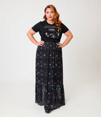 Practical Magic x Smak Parlour Plus Size Midnight Garden Boho Maxi Skirt - Unique Vintage -