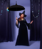 Practical Magic x Unique Vintage Black Velvet Lily Of The Valley Embroidered Maxi Dress - Unique Vintage -