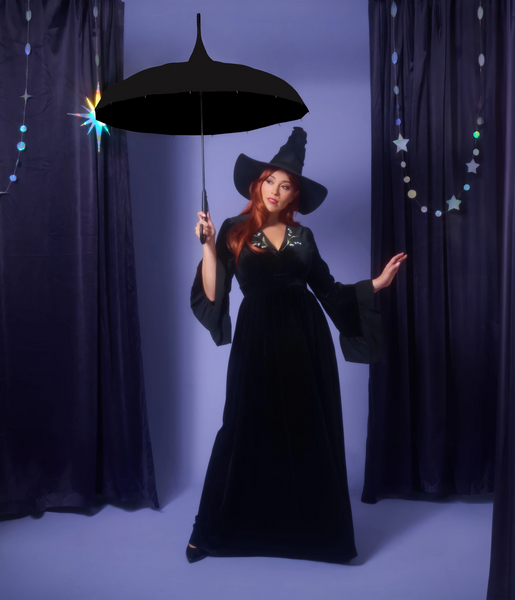 Practical Magic x Unique Vintage Black Velvet Lily Of The Valley Embro