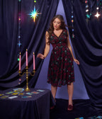 Practical Magic x Unique Vintage Dark Roses V-Neck Swing Dress - Unique Vintage -