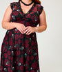 Practical Magic x Unique Vintage Plus Size Dark Roses V-Neck Swing Dress