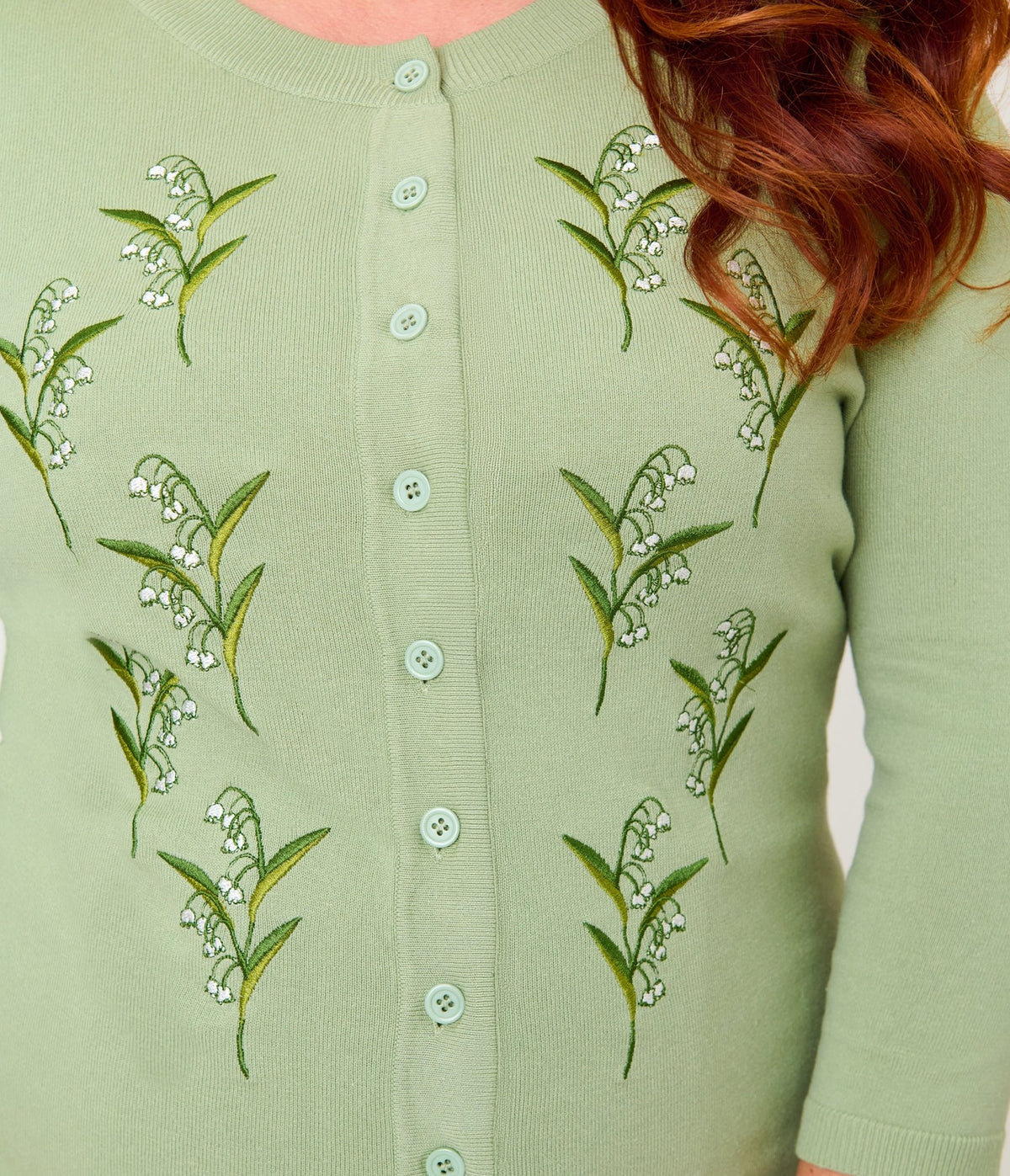Practical Magic x Unique Vintage Plus Size Sage Green Three Quarter Sleeve Cardigan - Unique Vintage -