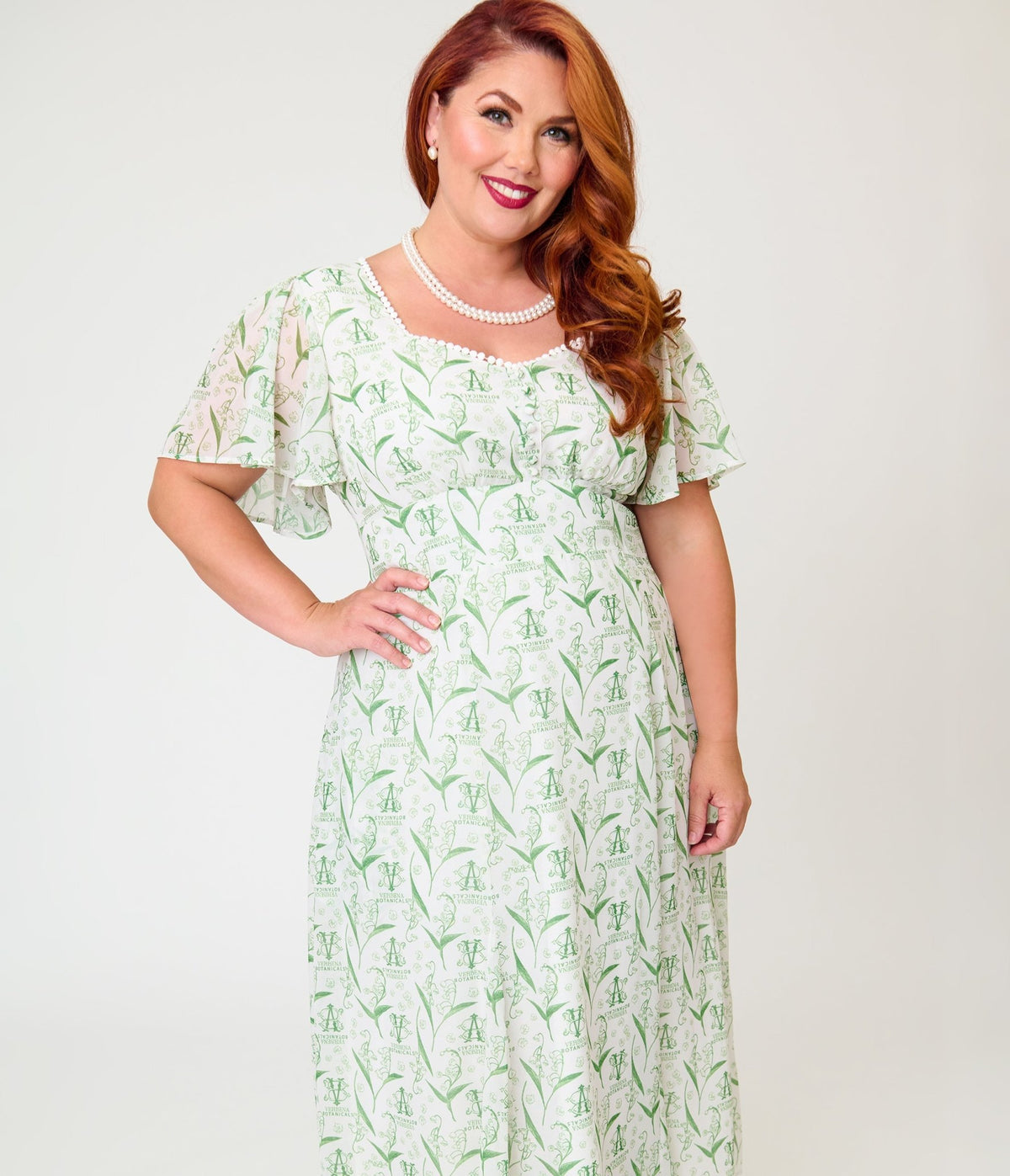 Practical Magic x Unique Vintage Plus Size Verbena Botanical Sally Midi Dress - Unique Vintage -